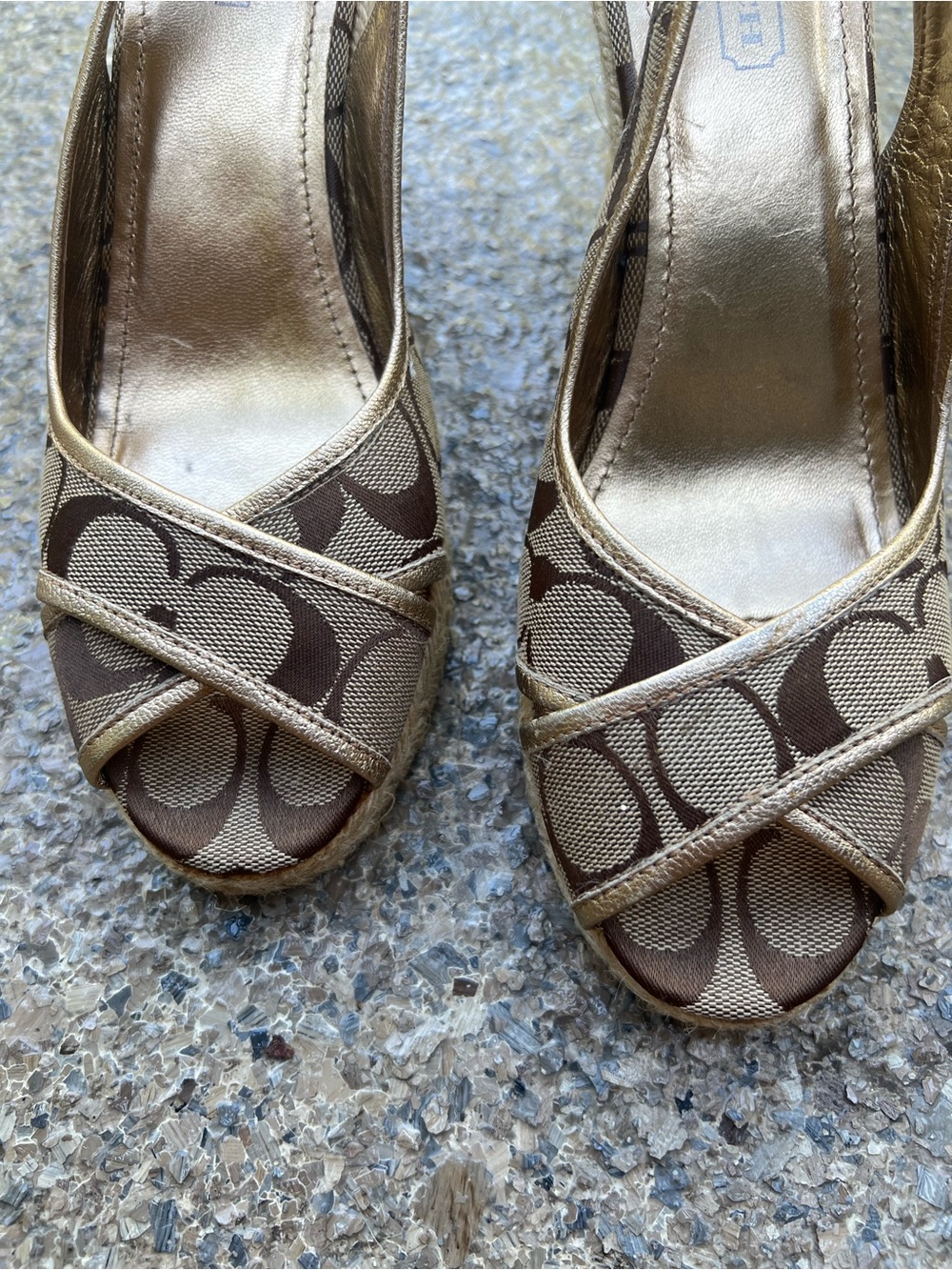COACH Kara Signature Wedge Espadrille Sandals - Picture 14 of 15